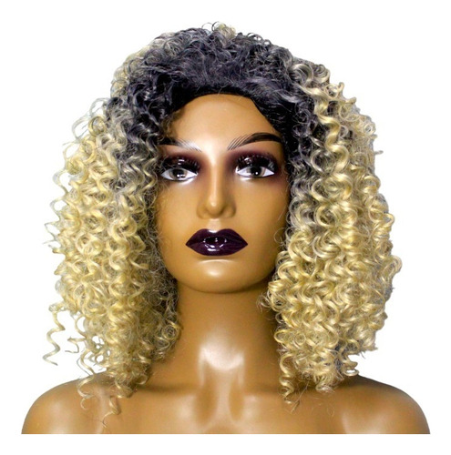 Peruca Corte Repicado Cacheada Afro 100% Fibra Orgânica-wig