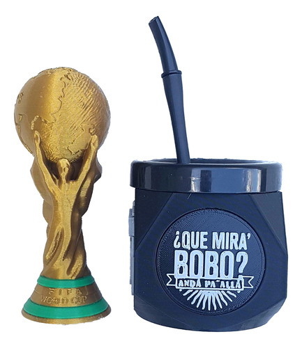 Mate Messi Que Miras Bobo+ Bombilla+ Copa Del Mundo 14cm