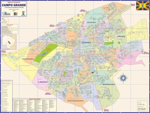 Mapa Campo Grande - Ms Politico Ruas Poster Politico Geografico Geografia