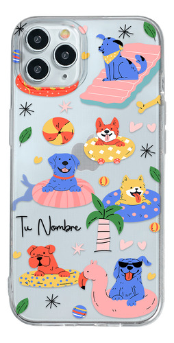 Funda Para iPhone Para Mujer Alberca Perritos Con Nombre