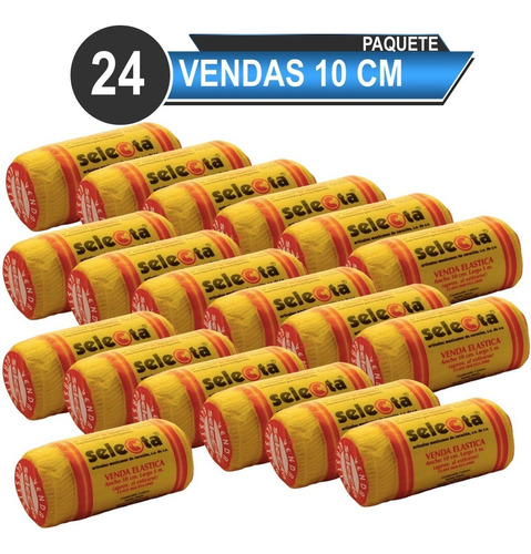 Venda Elástica De 10 Cm Por 05 Mts Paquete 24 Piezas