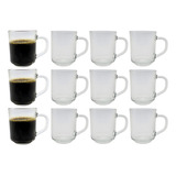 Kit 12 Caneca Xicara Vidro Café Cappucino Nespresso 250ml