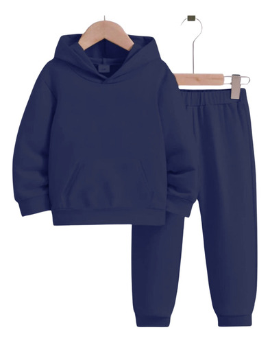 Conjunto Infantil Blusa Com Capuz E Calça De Frio Flanelado