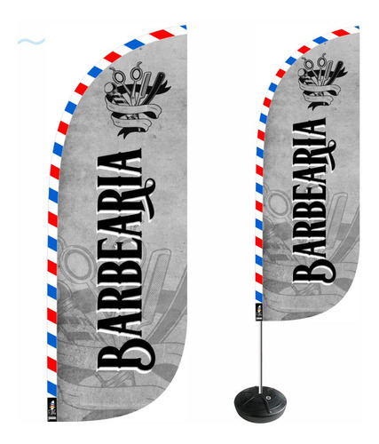 Wind Banner Barbearia 2,8m Kit Completo Dupla Face Fly Flag