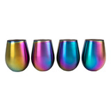 Juego De 4 Vasos Vino Indestructibles Acero Inoxidable Color