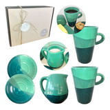 Set Desayuno Taza Artesanal Caja Regalo Kit Cerámica Kvjp006