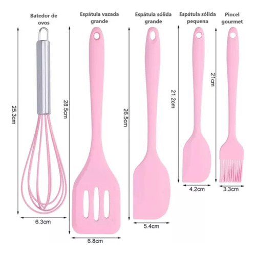 Kit 5 Utensílios Cozinha Silicone-tamanho Grande Resistente