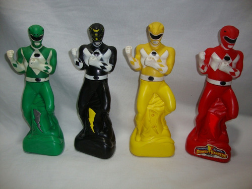 Antigo Power Rangers 4 Frascos De Shampoo Anos 90 Bonecos