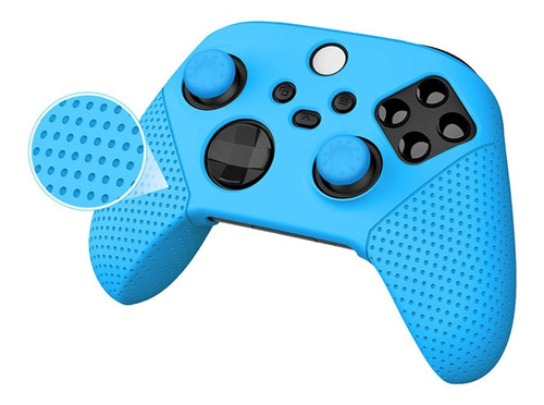 Case Xbox S X Capas Controle 1 Par De Grips Analogico Azul 