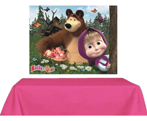 Kit Decoração Festa Masha E O Urso * Painel + Toalha De Mesa