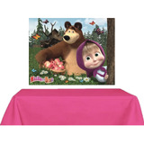 Kit Decoração Festa Masha E O Urso * Painel + Toalha De Mesa