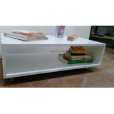 Mesa Centro Canto Nicho Sala C/ Rodinha Mdf Branco Decoração