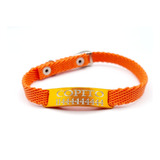 Chapita Gato Pasador Naranja + Collar 1 Cm Reforzado Naranja