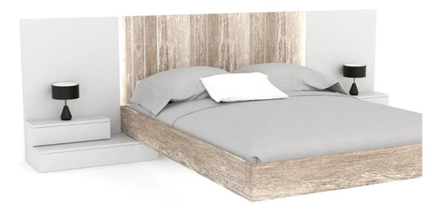 Cama Flotante Hierro + Respaldo Deluxe Melamina Modelo 7