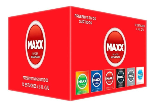 Preservativos Maxx Mixtos X 12 Cajitas Surtidas X 3 Unid