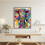 Quadro Decorativo Grande 90x60 Elefante Color 01 Sala Luxo