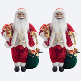 Kit 2 Bonecos Papai Noel 45cm Luxo Enfeite Decoração Natal 