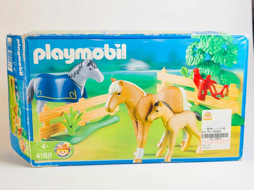 Playmobil 4188 Farm Zoo Padoque Com Cavalos E Cerca Cx. Comp