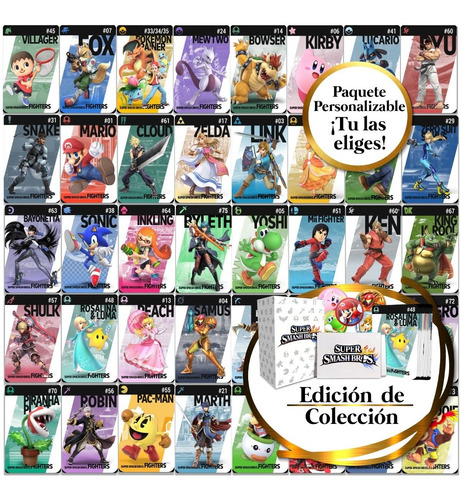 20 Tarjetas Nfc Amiibo Supersmash Bros + Empaque Oficial Msi