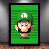 Quadro Decorativo Super Mario Bros Nerd Gamer Luigi A3