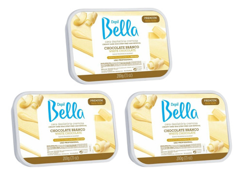 Depilatorio Depil Bella Cera 200g Chocolate Branco-kit C/3un