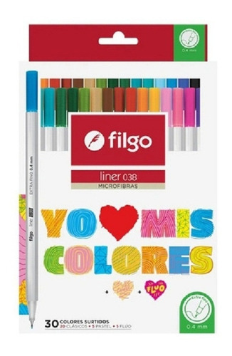 Microfibras Filgo Liner 038 X 30 Colores Clasico Pastel Fluo