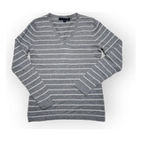 Sueter Tommy Hilfiger De Mujer Talla Chica Color Gris Lineas