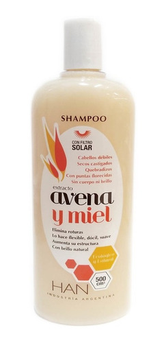 Han Shampoo Avena Y Miel X500ml Apto Low Poo Libre Sulfatos