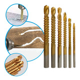 Kit 6 Brocas Espiral Corte Lateral Madeira Metal Ferramentas
