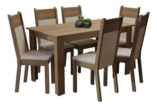 Juego Comedor Madesa Medelin Mesa Tapa Madera 6 Sillas M/c