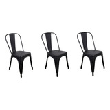 Kit 3 Cadeiras Design Tolix Iron Industrial Diversas Cores