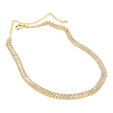 Collar Gargantilla Baño Oro 18k Elegante Con Circones