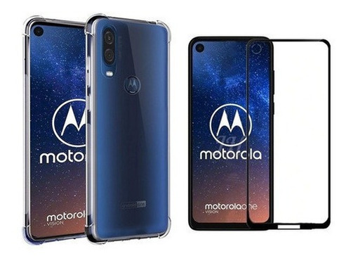 Kit Capa Capinha Case P/ Motorola Moto One Vision + Pelicula