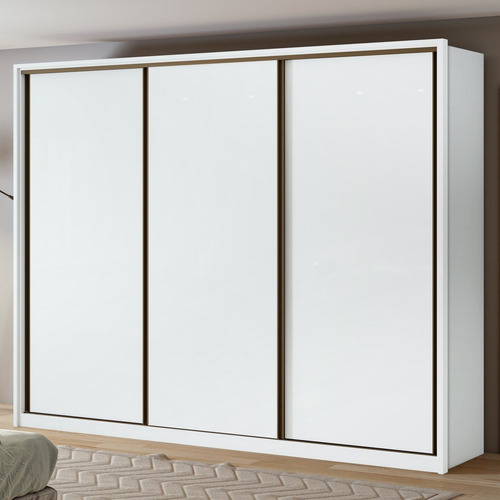 Guarda-roupa Móveis Lopas Spazio Cor Branco De Mdf Com 3 Portas  Corrediças