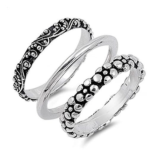 Set De Anillos De Plata Bali Para Mujer