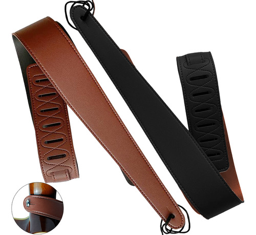 Correa De Cuero Doble Cara P/ Guitarra Tali Strap Ajustable