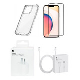 Kit iPhone 15 15 Pro Max Cargador Cable Orig. Vidrio Funda