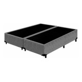 Base Cama Box Bipartido Casal Suede Cinza 40x138x188