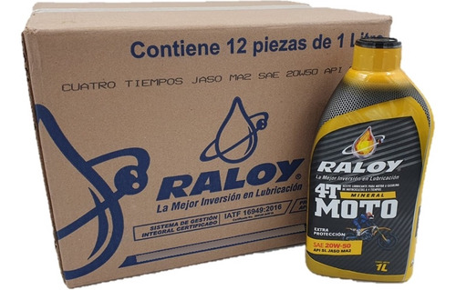 Aceite Raloy Moto 4 Tiempos Sae 20w50 Sl Jaso Ma2 Caja 12l