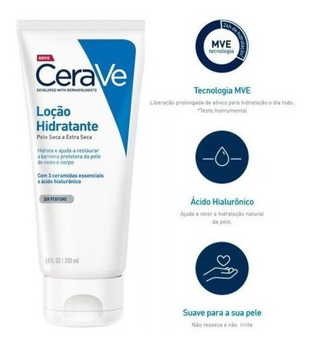 Loção Hidratante Corporal Cerave 200ml Pele Seca E Extra Sec