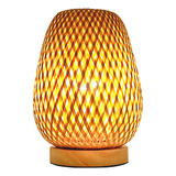 Lámpara De Mesita De Noche De Bambú Regulable