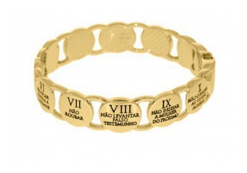Pulseira Bracelete Dourado 10 Mandamentos Verniz Italiano