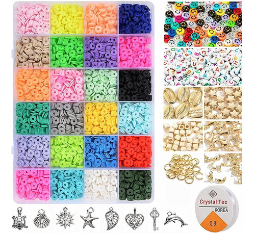 Kit Para Hacer Pulseras, 4000 Cuentas De Arcilla, 24 Colores