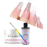 Kit Profissional - Pó Acrílico, Monómero, Pincel Kolinsky N8