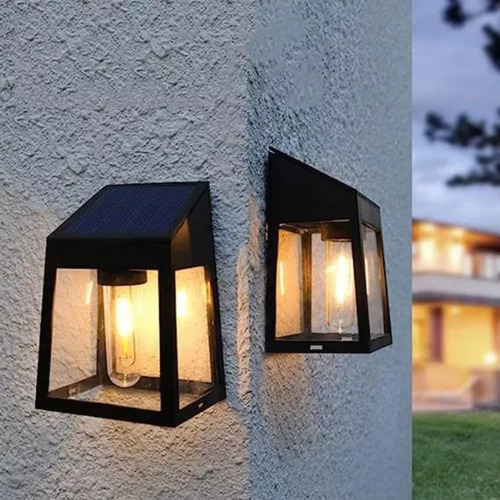 Pack 2 Foco Solar Tipo Farol Jardin Decoración Luz Cálida