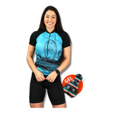 Roupa De Ciclismo Camisa Feminina E Bermuda Gel Ciclista