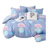 Duvet Estampado Lion Teth Doble Color Violeta Diseño De La Tela Sublimado