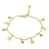 Pulsera Estrellas Punto De Luz Enchapado Oro 18k