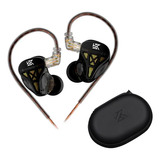 Auriculares Monitores In Ear Kz Dqs Color Negro + Estuche