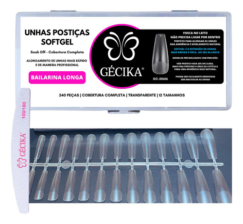 Tips De Gel Bailarina D&z Unha Postiça Softgel Gecika Speed